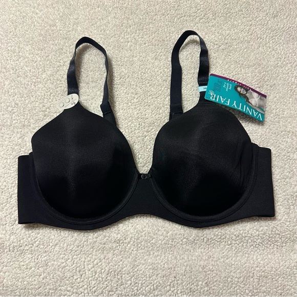 Vanity Fair Black Full Figure Bra Beauty Back Smoothly Tee Shirt - Picture 1 of 10